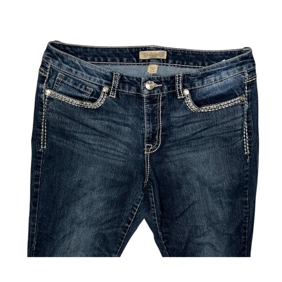 Nine West Vintage America Womens Dark Wash Embellished Jeans 12/31 Mid-Rise Boot - Picture 7 of 13